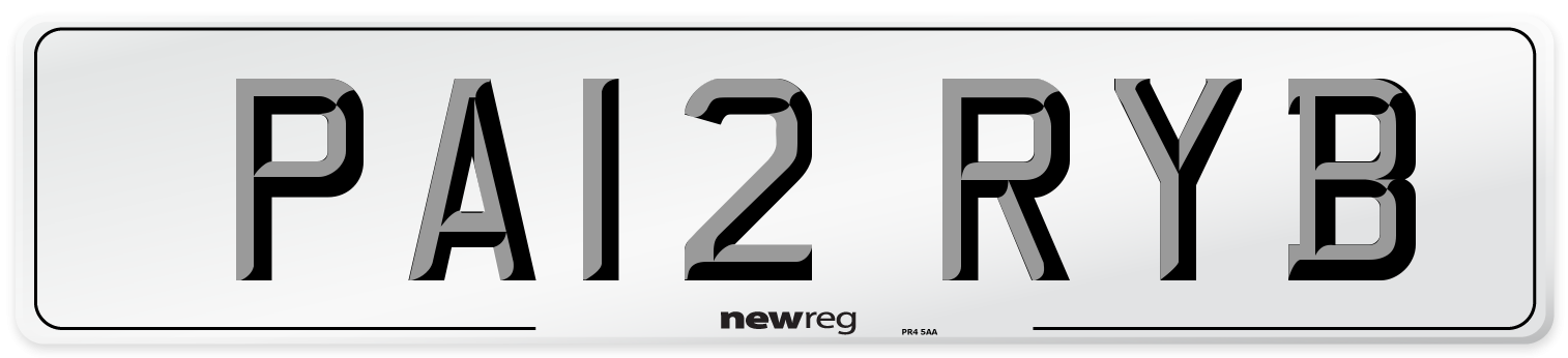 PA12 RYB Number Plate from New Reg